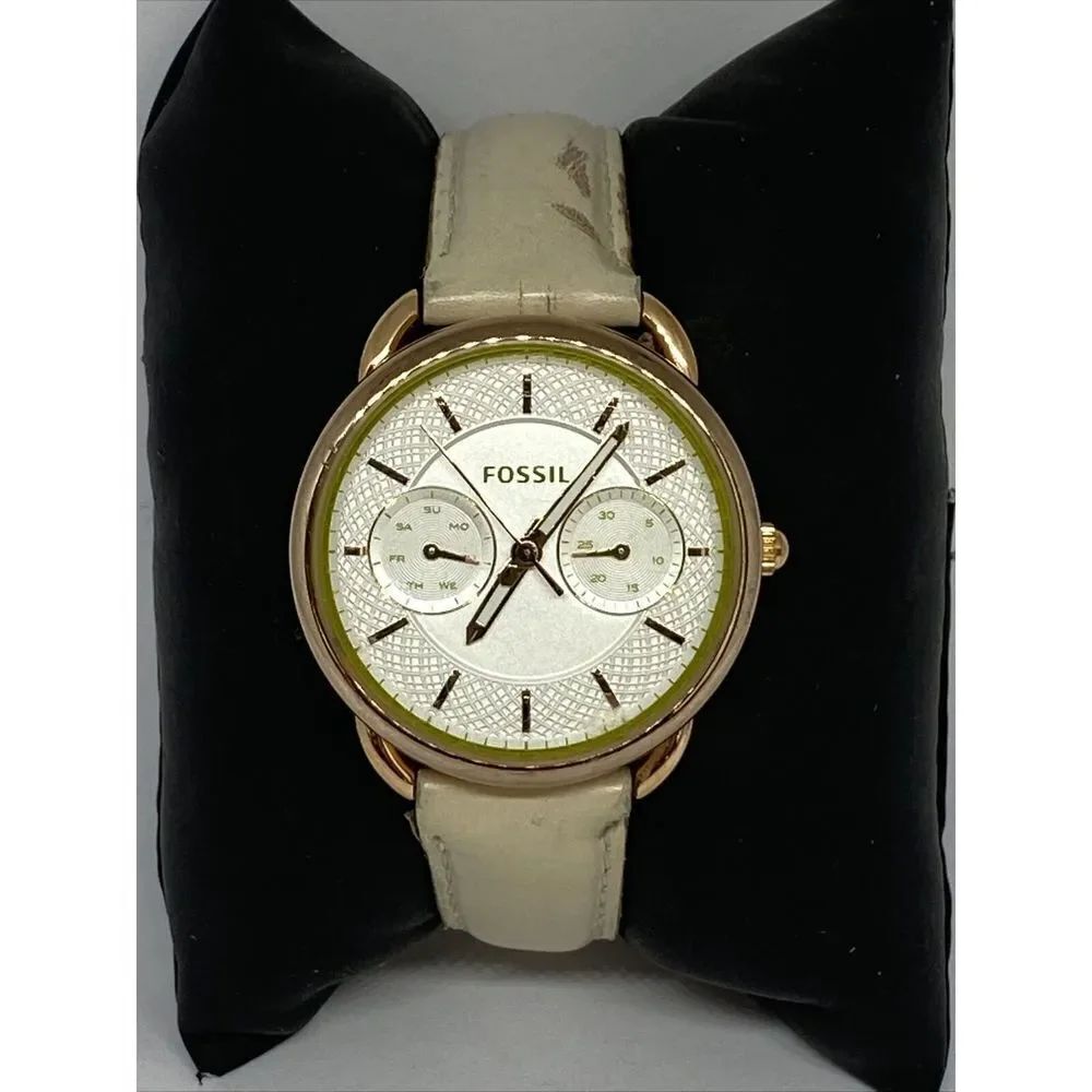 Fossil ES3954 Women's Beige Leather Analog Dial Quartz Genuine Watch QB555